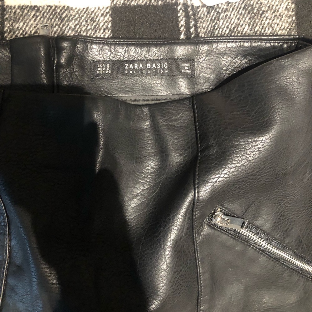 Zara Basic Authentic Leather Knee Length Skirt. S… - image 3
